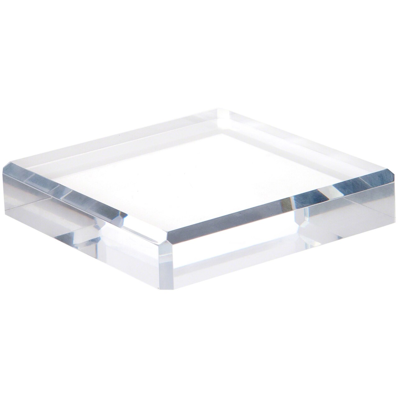 Plymor Clear Polished Acrylic Square Beveled Display Base, 5" W x 5" D x 1" H
